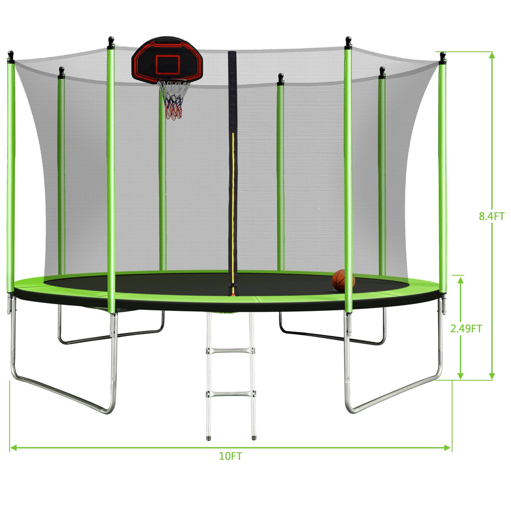 10FT Trampoline with Basketball Hoop and Ladder E62588