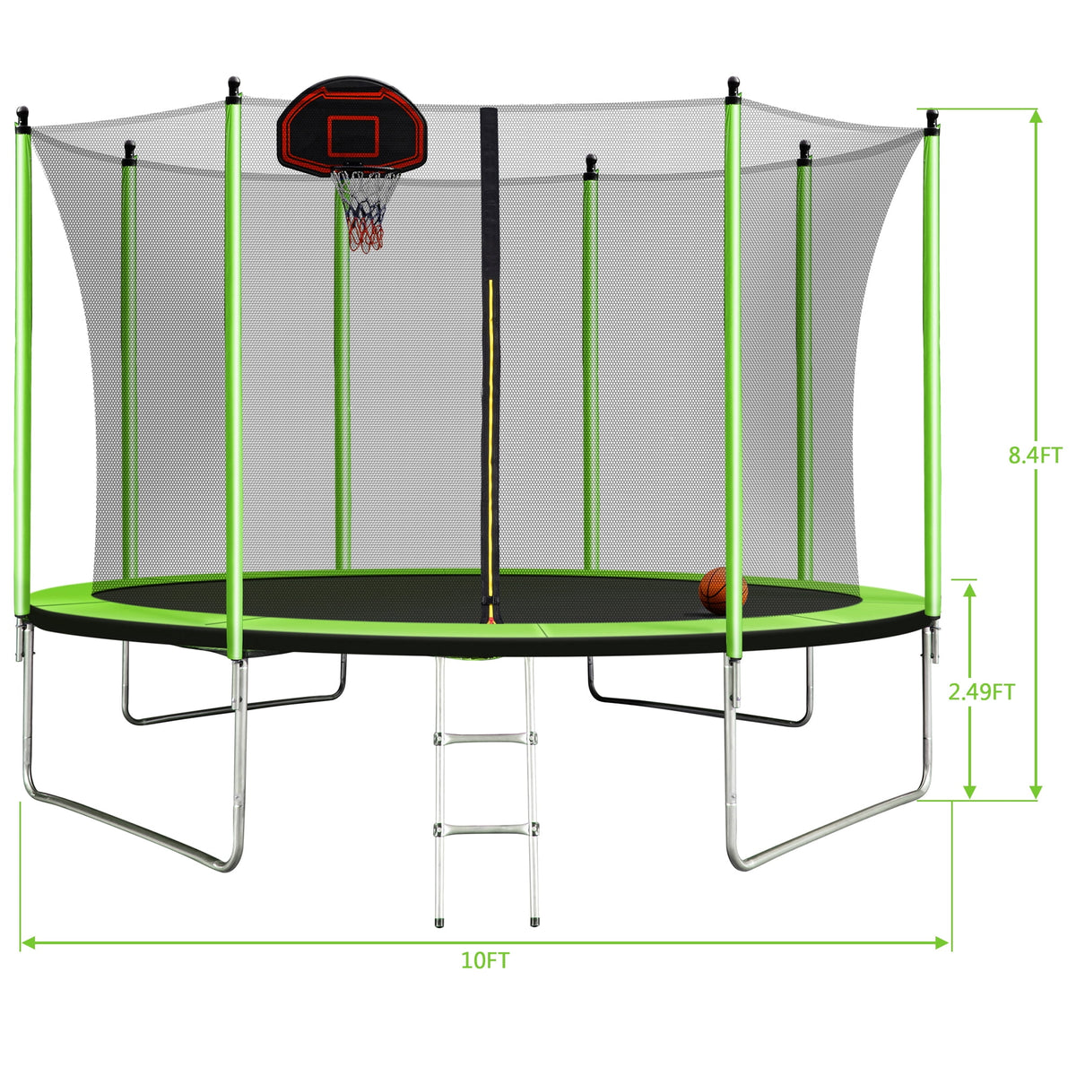 10FT Trampoline with Basketball Hoop and Ladder E62588