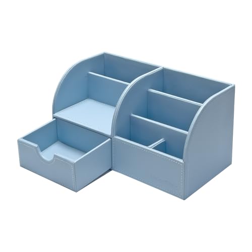Black Leather Desk Organizer Pen Holder Storage Box V255