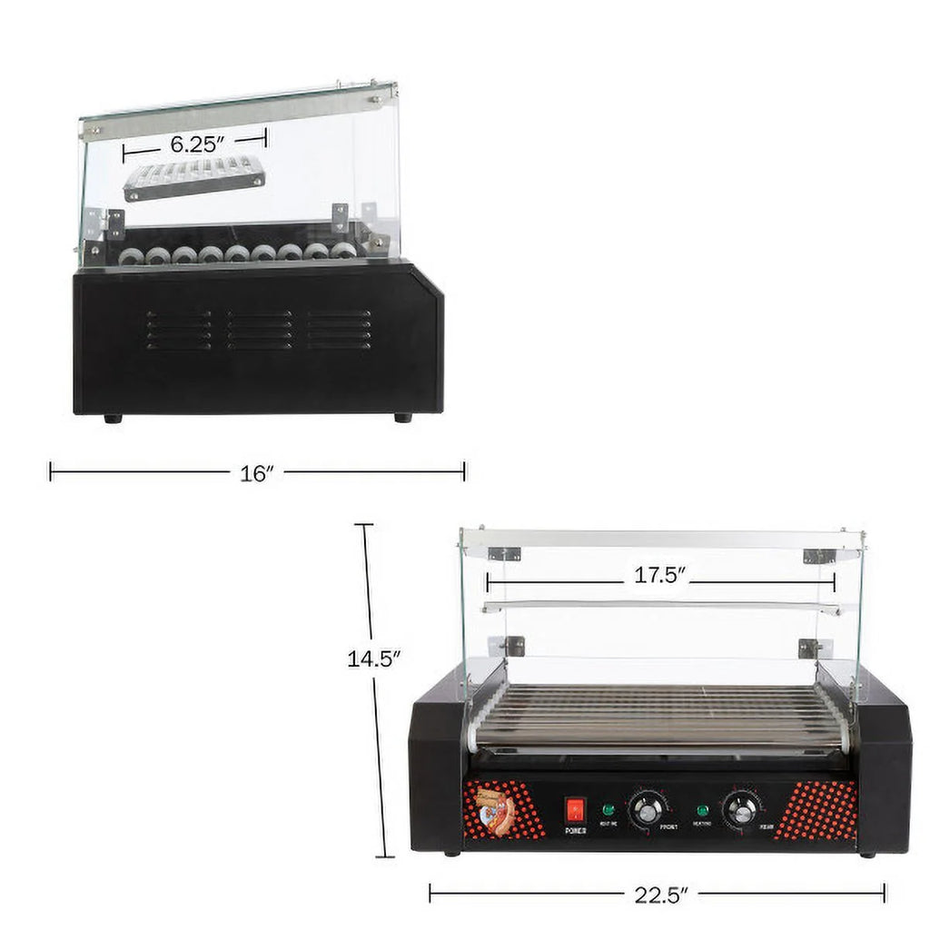 9-Roller Hot Dog Grill with Bun Warmer and Cover F204891