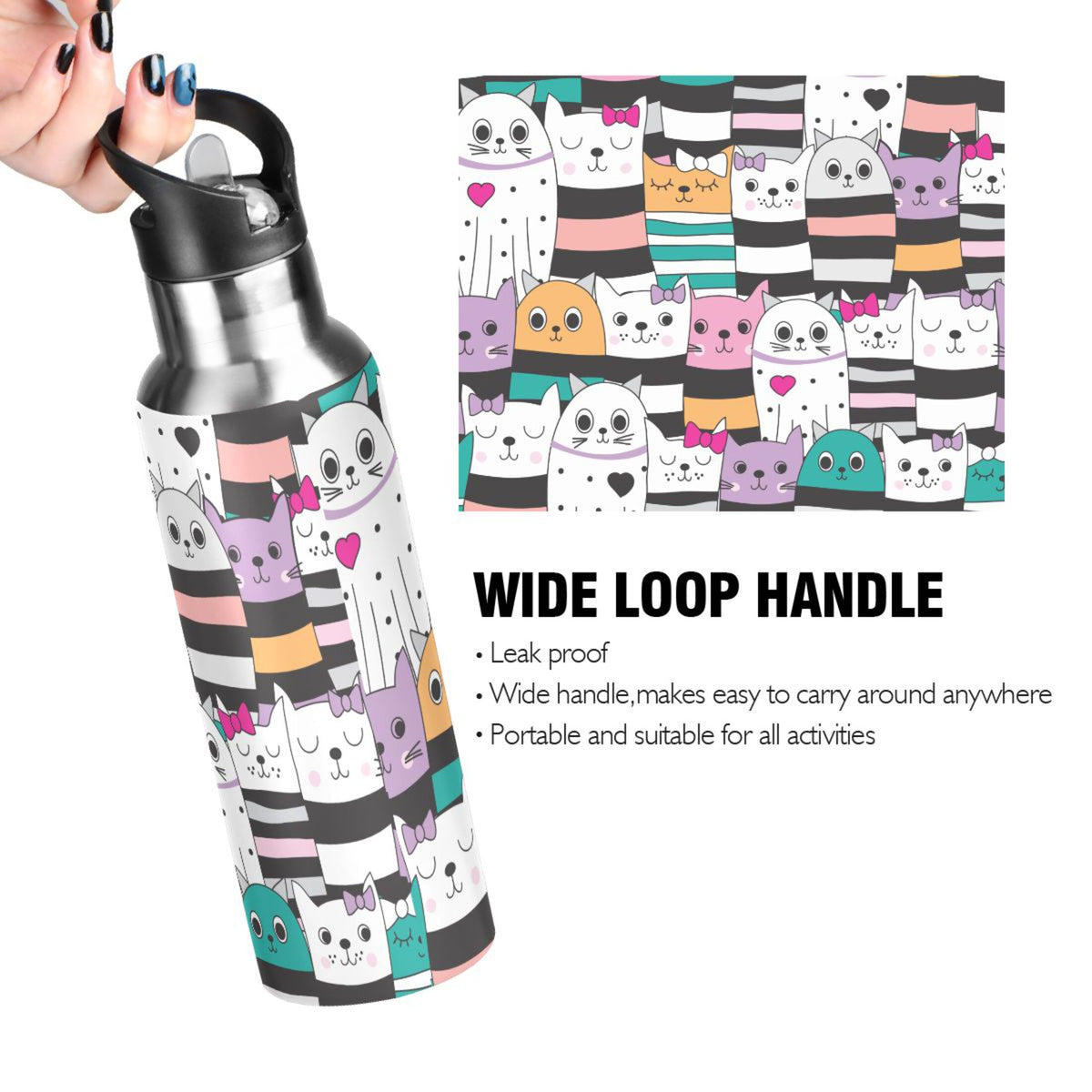 Stainless Steel Insulated Water Bottle with Straw Lid J1849