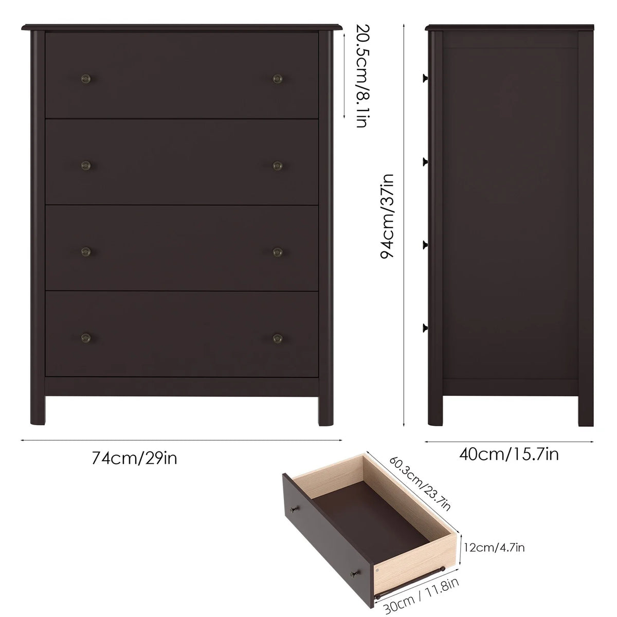 White 4 Drawer Dresser E2310