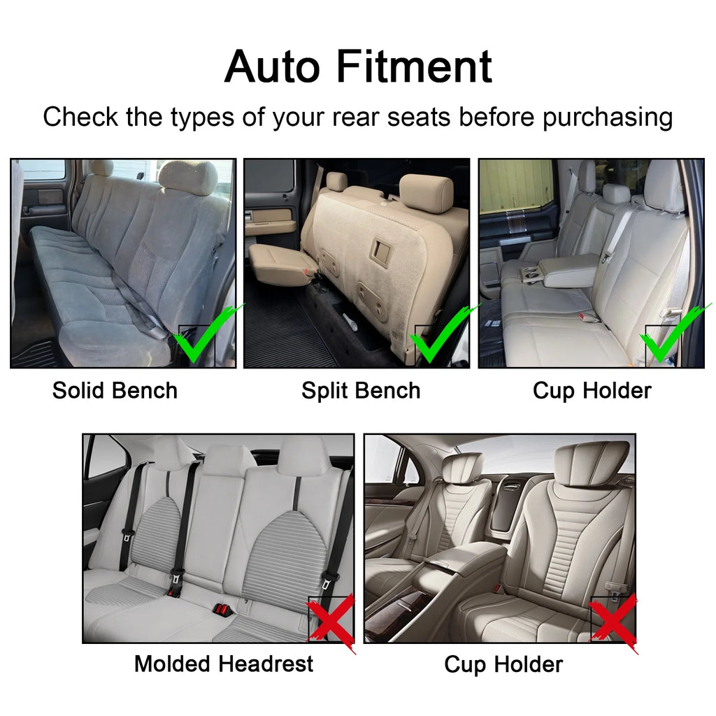 Brown Leather Rear Seat Covers Set, Waterproof Universal Fit V415720