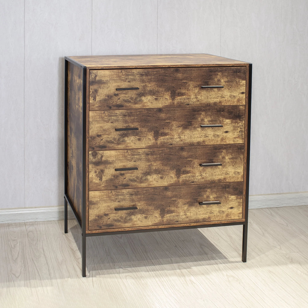 Rustic Brown 4 Drawer Wood Dresser U190954
