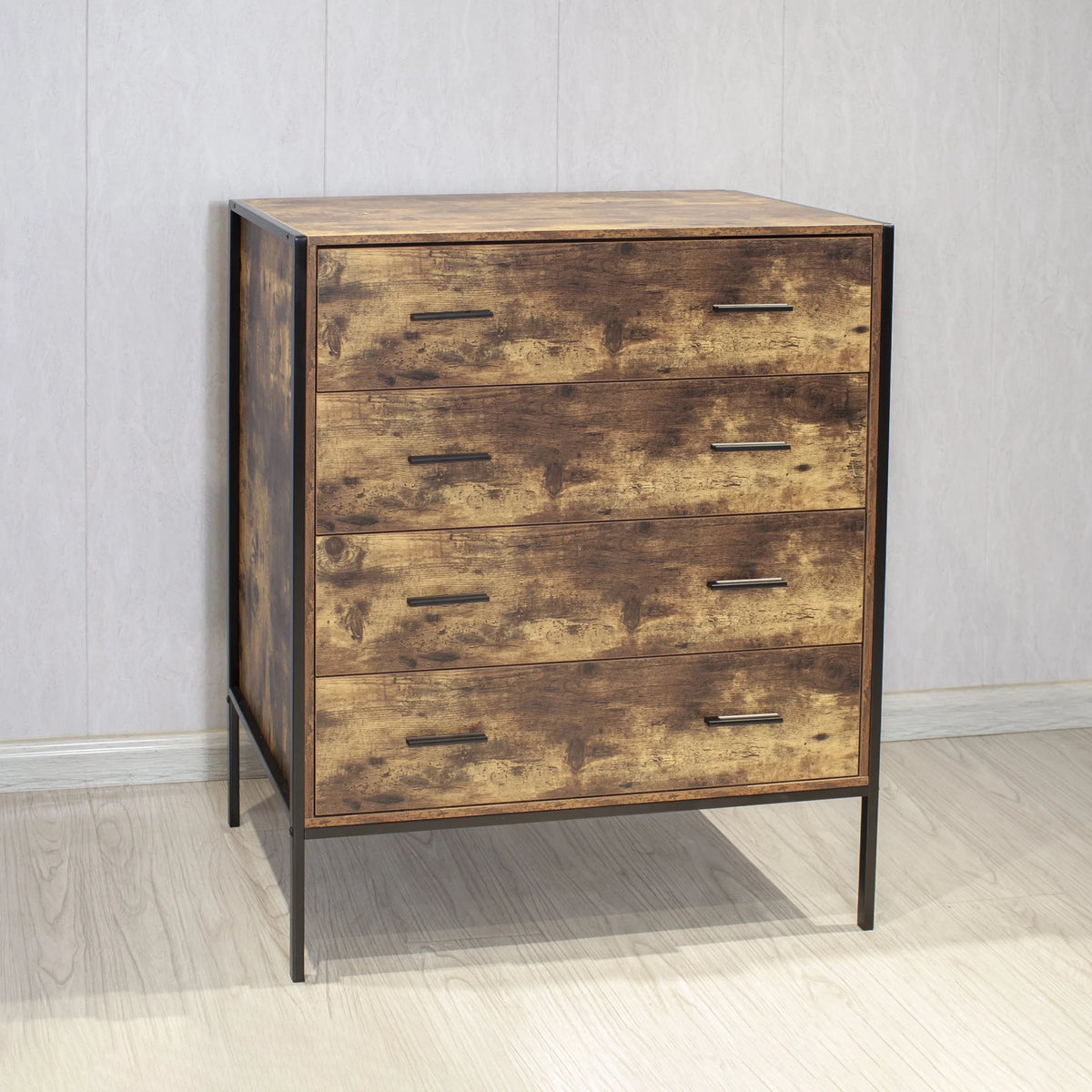 Rustic Brown 4 Drawer Wood Dresser U190954