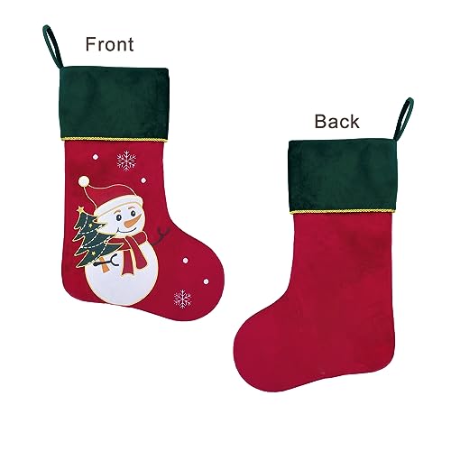 Red Velvet Penguin Christmas Stockings with Green Cuff Y20375