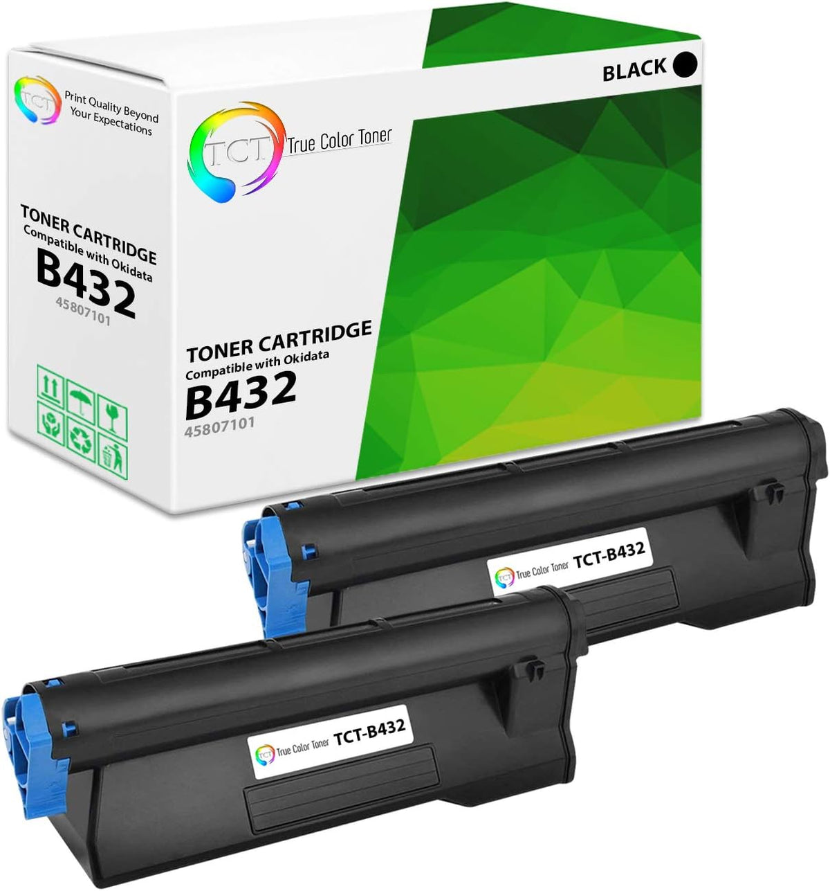 2 Pack Black Compatible Toner Cartridge for Okidata B432dn Printers T6369