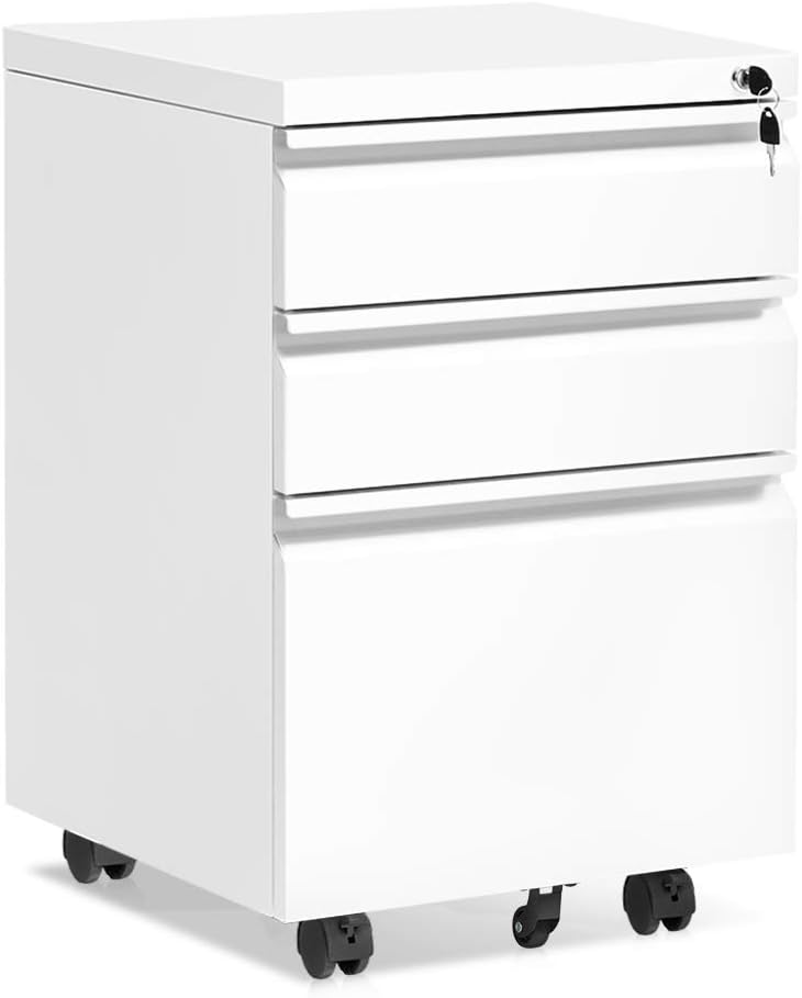 Black 3 Drawer Rolling Steel File Cabinet B36925