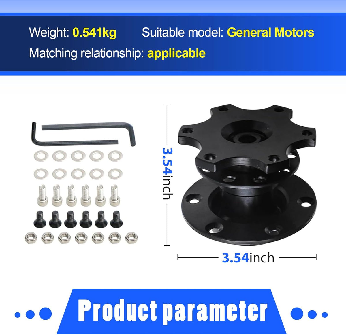 Black 6 Hole Quick Release Steering Wheel Hub Adapter R526798