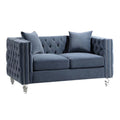 Dark Blue Velvet Tufted Loveseat Z689170