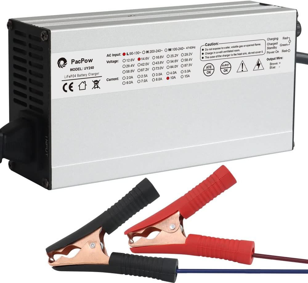14.6V 10A AC/DC Battery Charger for 12.8V Lithium Iron Phosphate Battery, Pack of 2 S44953