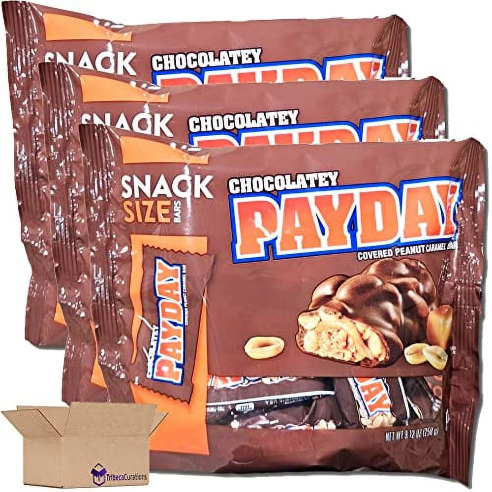 Snack Size Chocolate Covered Peanut Caramel Bar 9.12 Ounce Bag Pack of 3 A86411