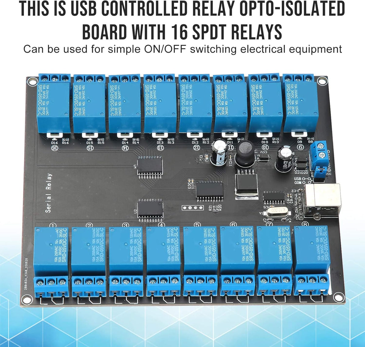 16 Channel USB Controlled Relay Module with 16 SPDT Relays V88288
