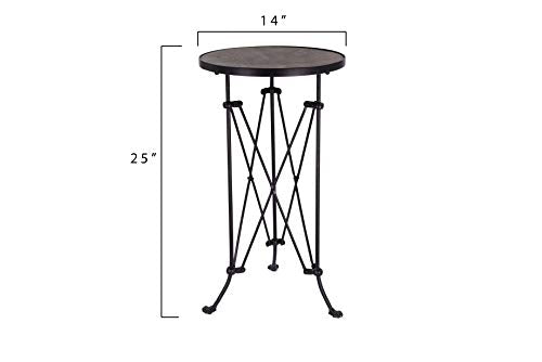 Round Metal Accent Table, 25", Black M99587