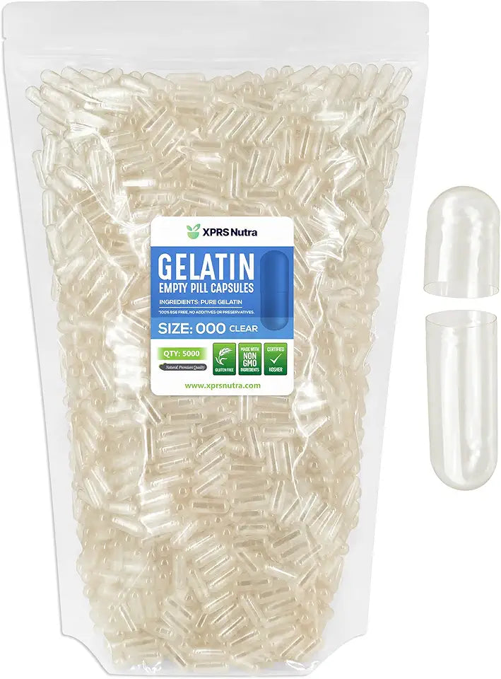 000 Clear Empty Gelatin Capsules 5000 Count J74566