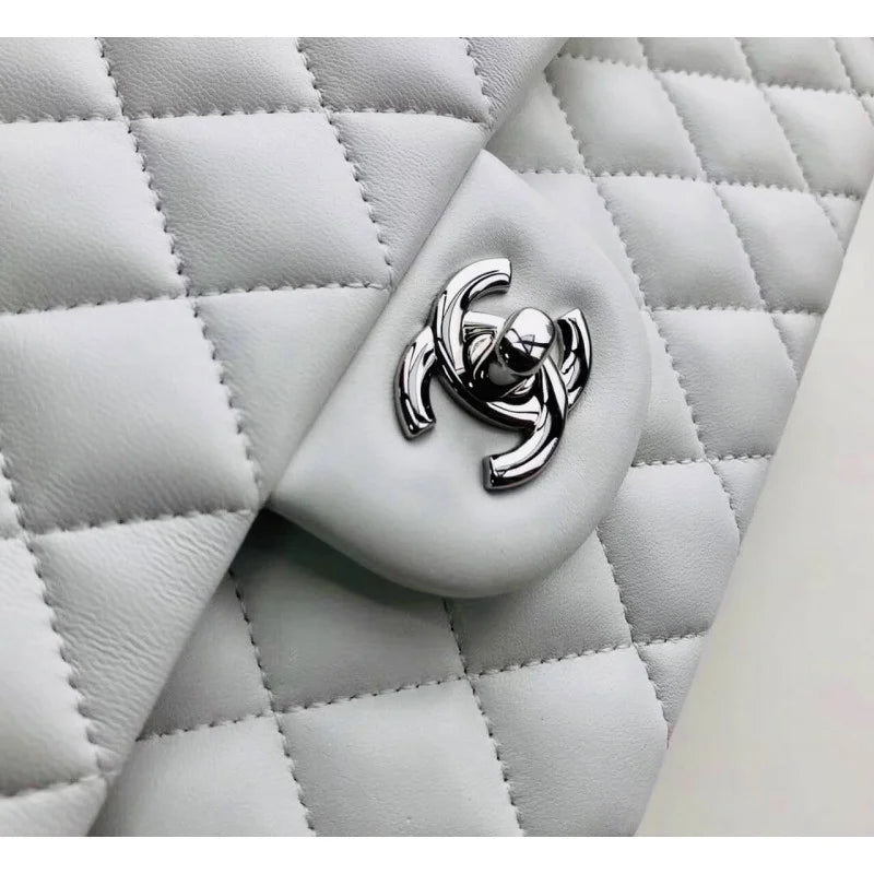 White Lambskin Leather Flap Bag B351