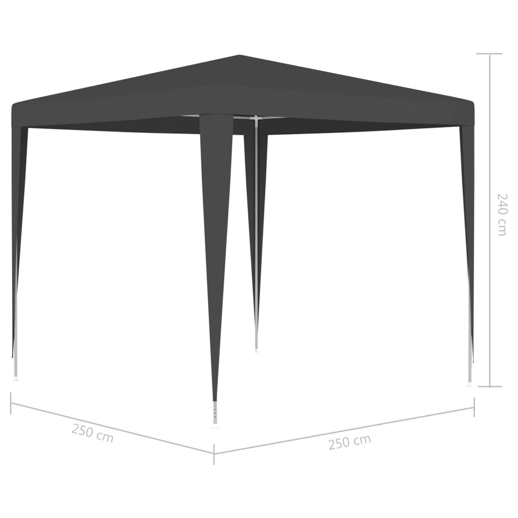 Party Tent Outdoor Gazebo Canopy PE Roof Sunshade Shelter Anthracite 8.2ft x 8.2ft x 7.9ft L64434
