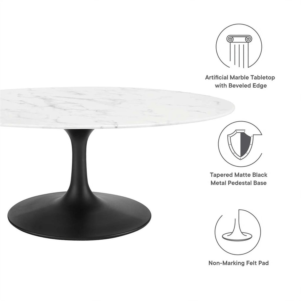42" Oval Top Modern Metal Coffee Table N149467