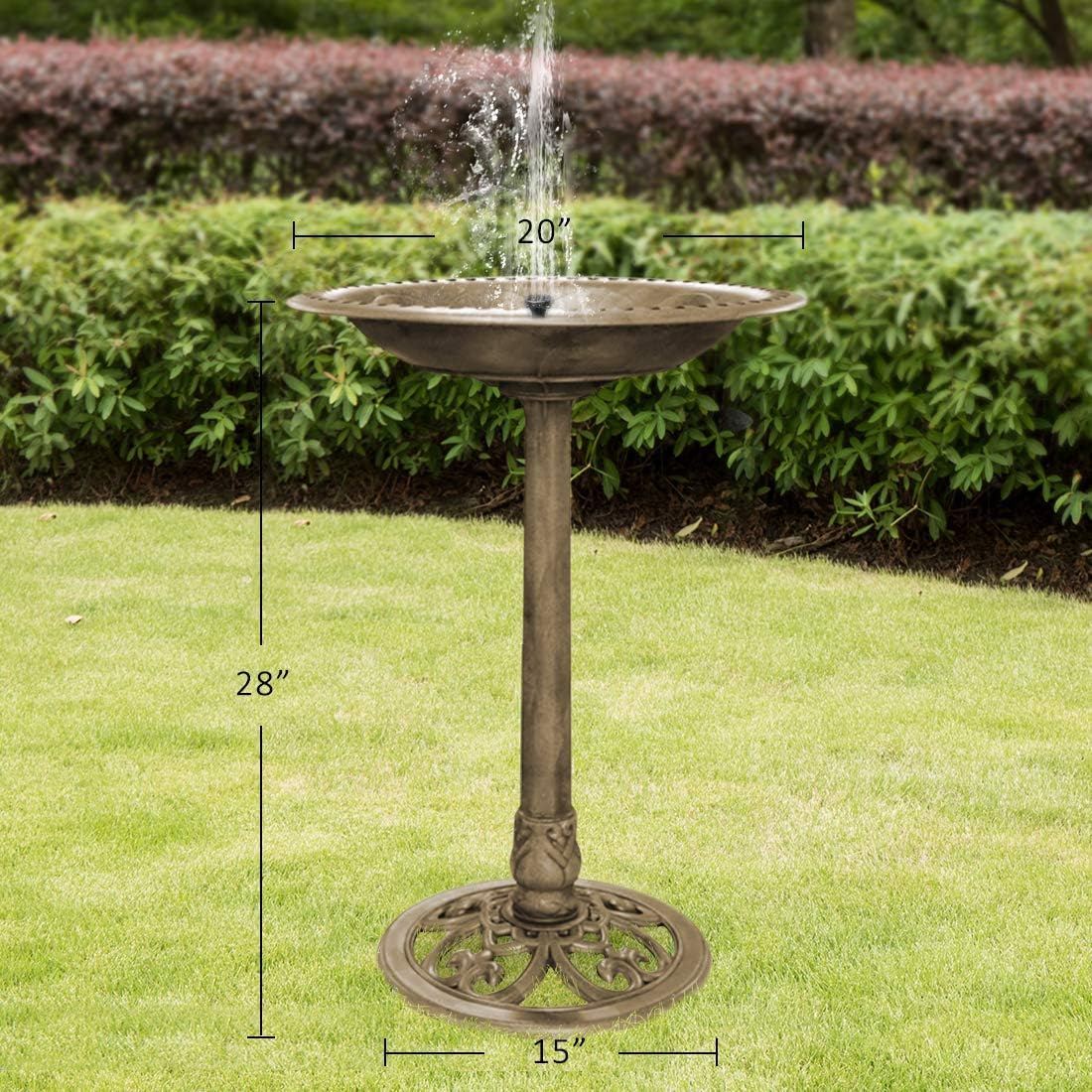 28 Inch Copper Polyresin Bird Bath P837968
