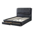 Wooden King Bed with Tufted PU Headboard C482694