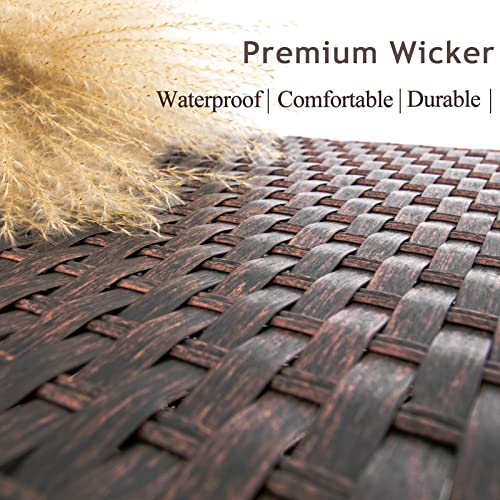 Outdoor Wicker Coffee Table with Glass Top, 25.2in Mixed Brown S68689