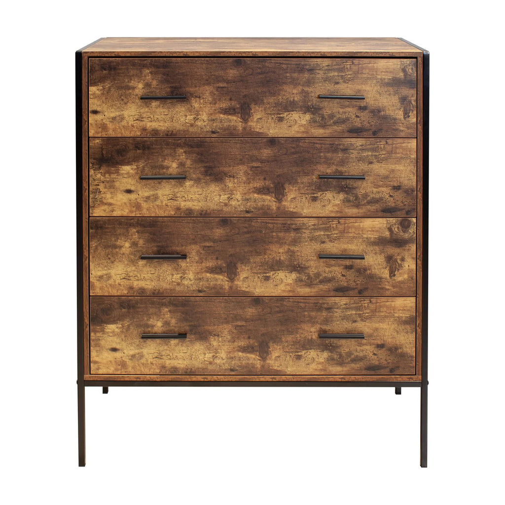 Rustic Brown 4 Drawer Wood Dresser U190954
