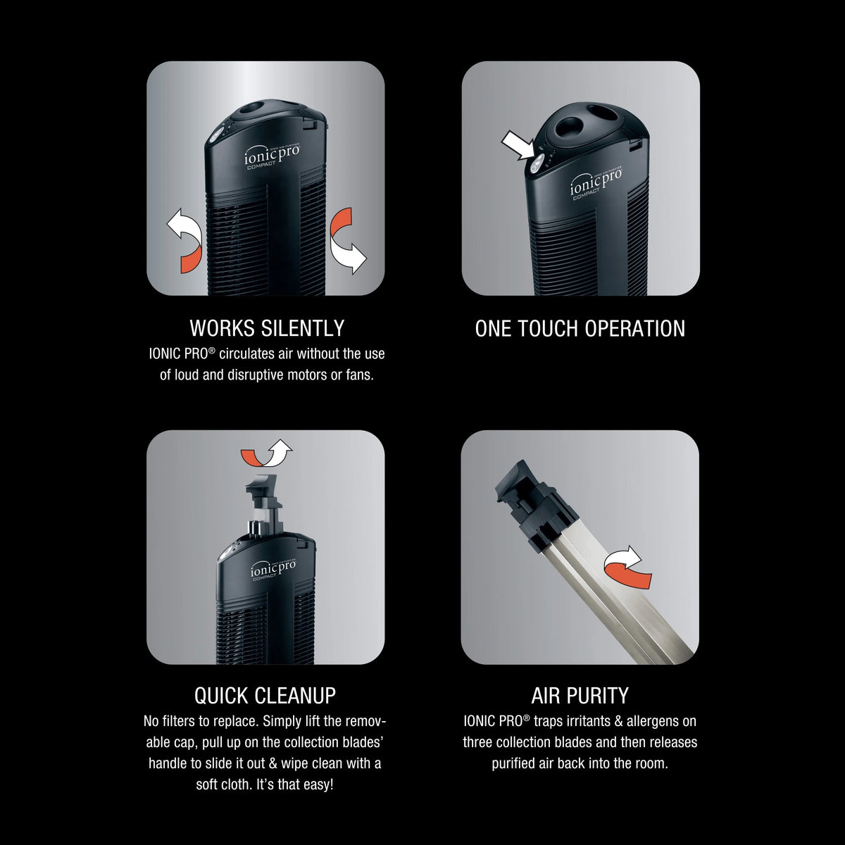 Black Compact Ionic Air Purifier K61199