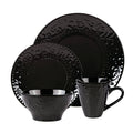 16 Piece Black Stoneware Dinnerware Set Q82795