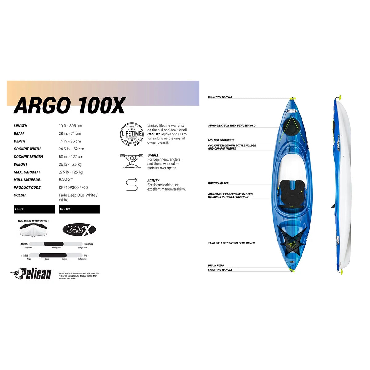 10 ft Sit-in Recreational Kayak C632250