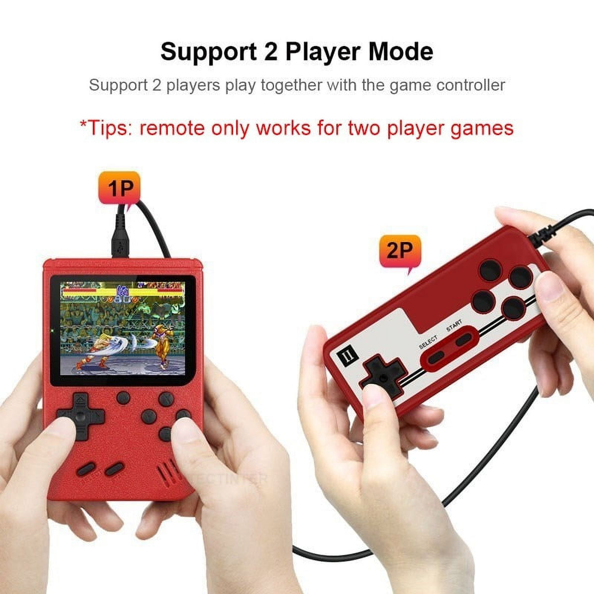 Red mini handheld electronic game console with 3.0-inch color LCD, built-in 400 games P69951