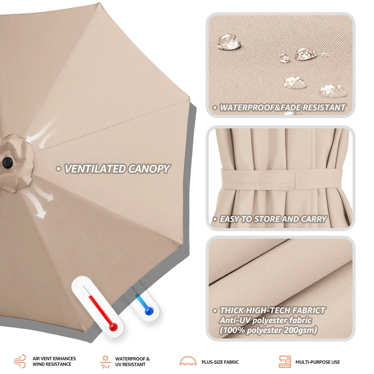 Beige 10 ft Patio Umbrella O906709