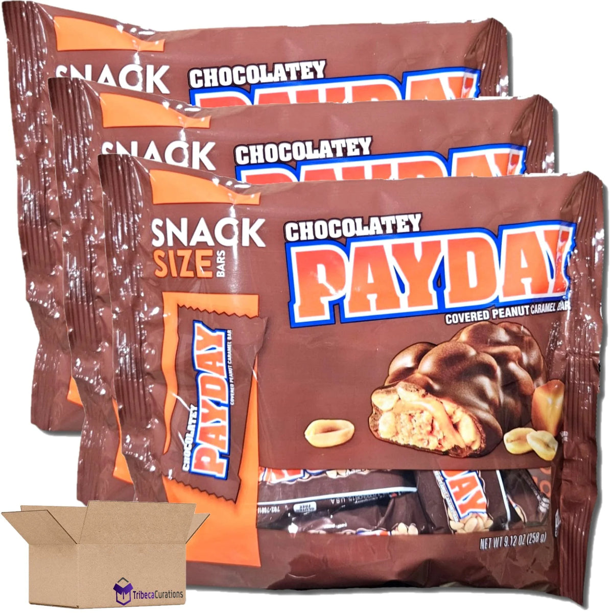 Snack Size Chocolate Covered Peanut Caramel Bar 9.12 Ounce Bag Pack of 3 A86411