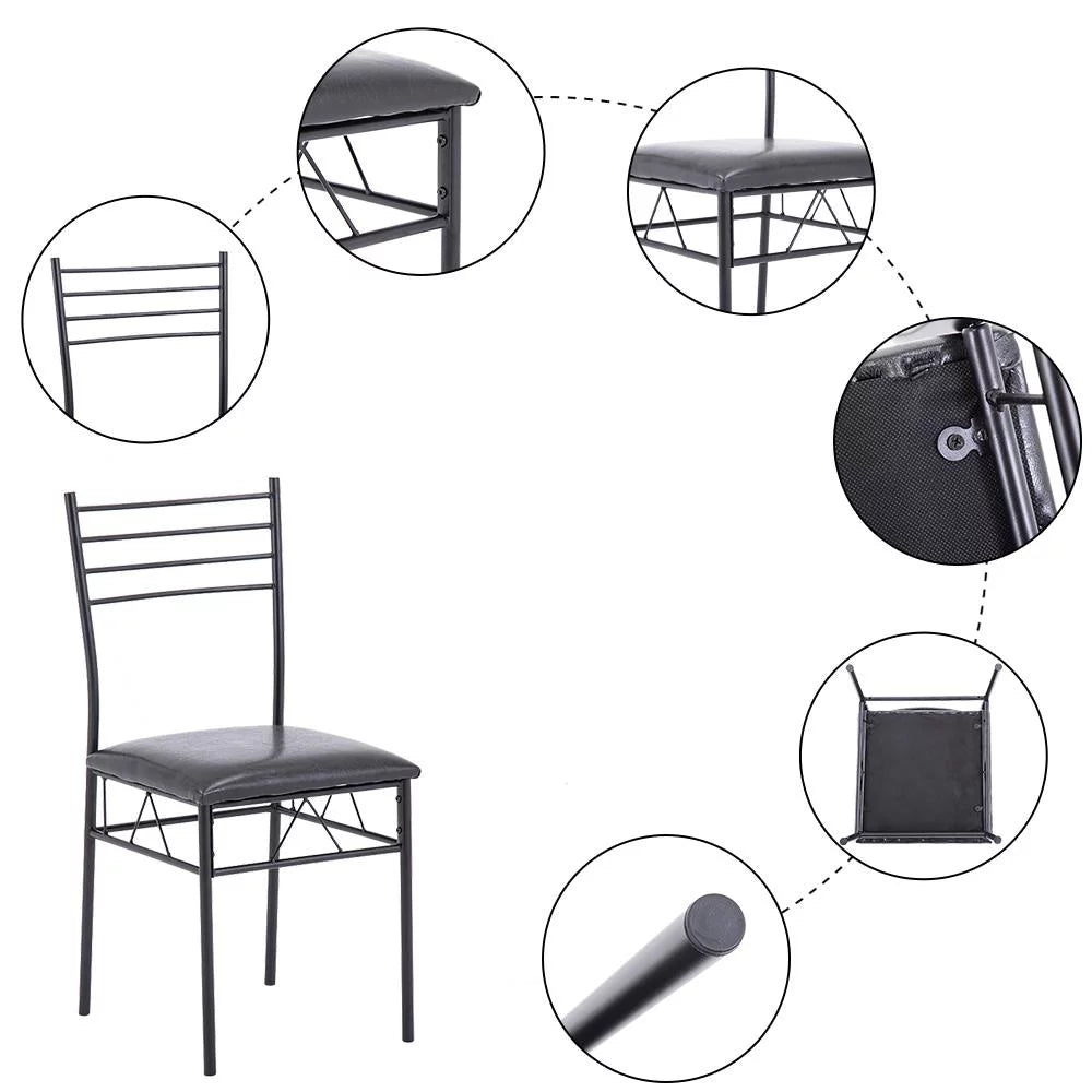 5 Piece Glass Dining Set with Metal Frame D290