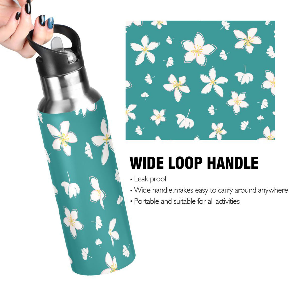 Teal Stainless Steel Insulated Water Bottle with Straw Lid Y43169