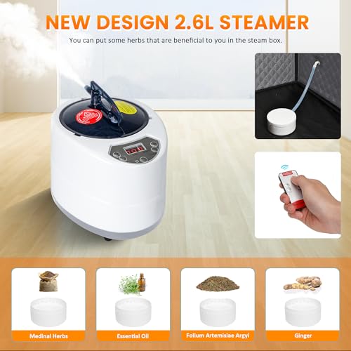 Portable Steam Sauna Box with 2.6L & 1500W±10% Folding Chair X90764