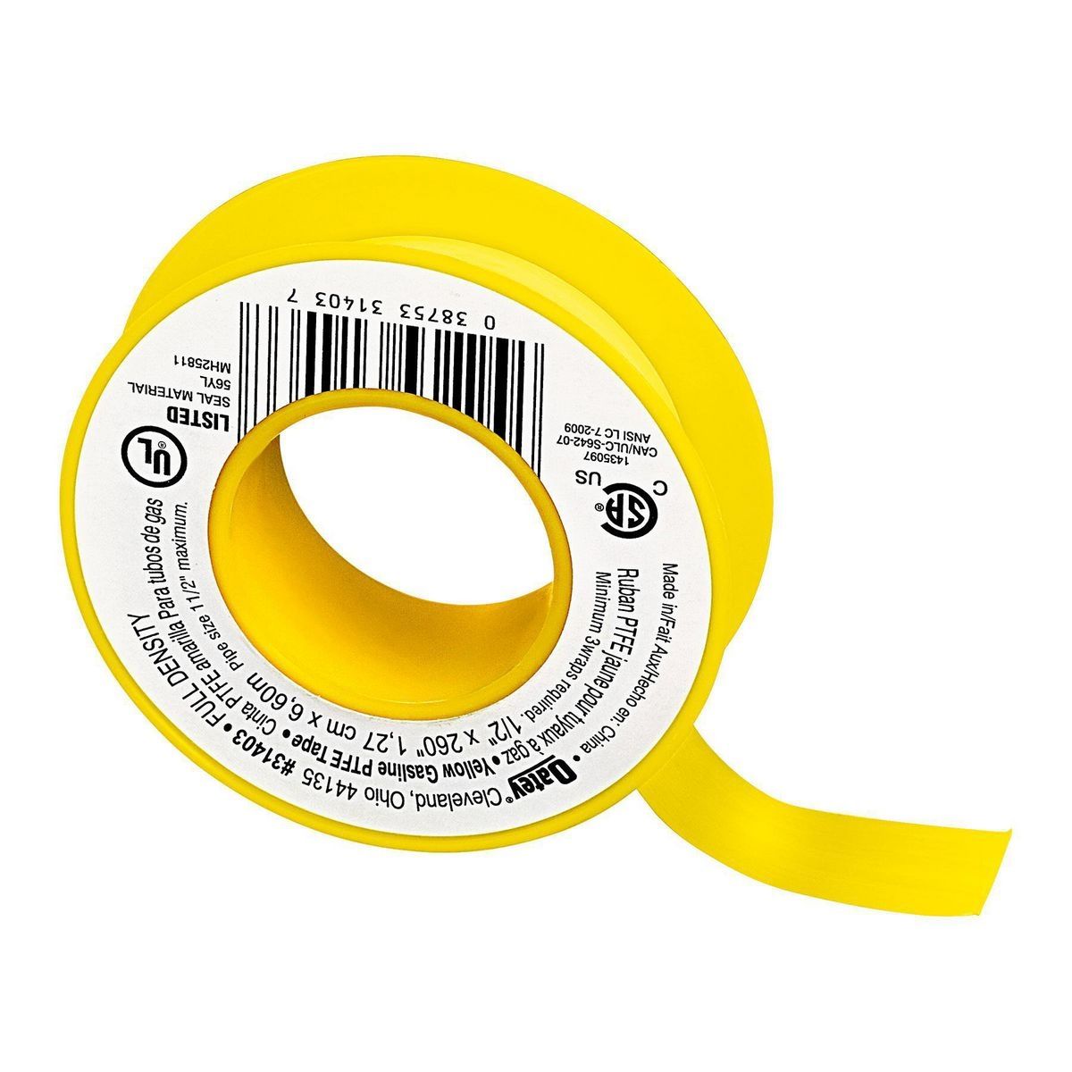 1/2 in. x 21-2/3 ft. Yellow PTFE Thread Seal Tape J253804