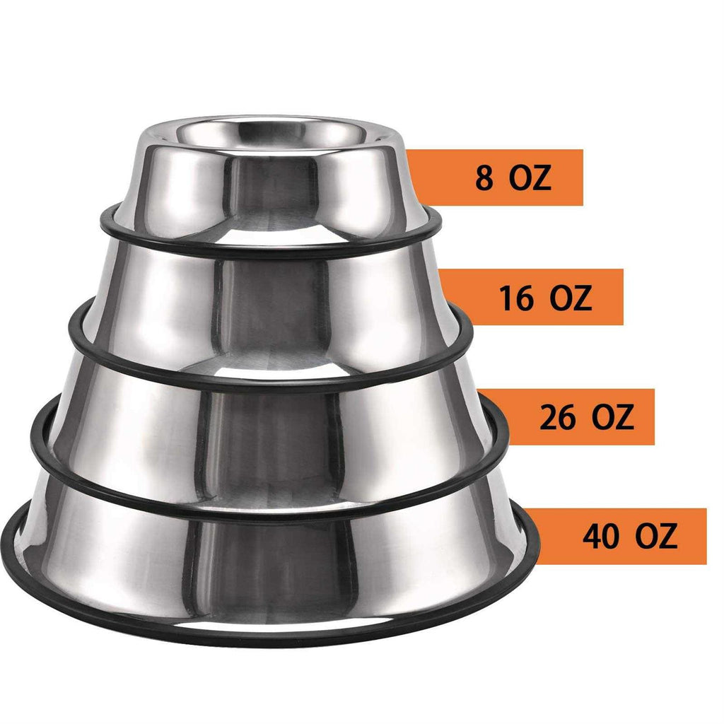 2 Packs Stainless Steel Dog Bowl with Anti-Skid Rubber Base V4081