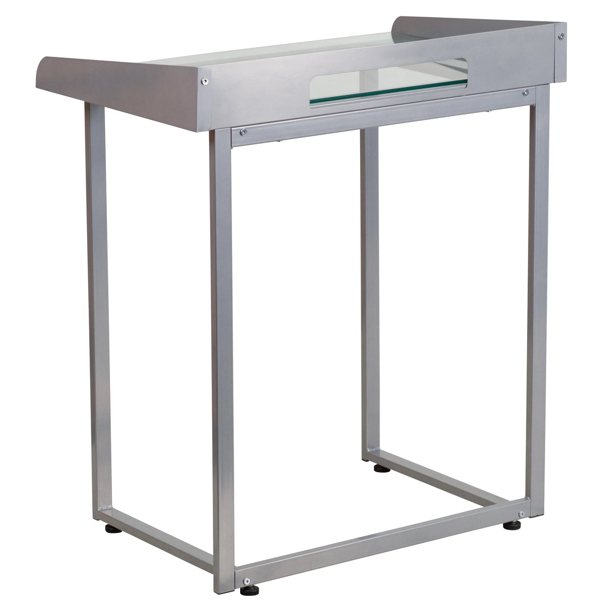 Clear Tempered Glass Desk with Silver Metal Frame V99725
