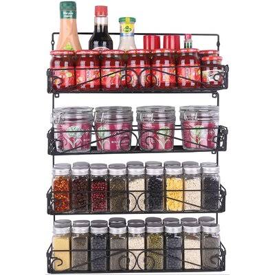 Black 4 Pack Wall Mount Spice Rack S994