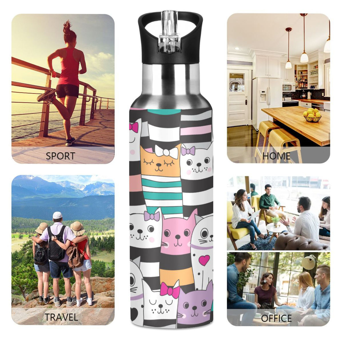 Stainless Steel Insulated Water Bottle with Straw Lid J1849