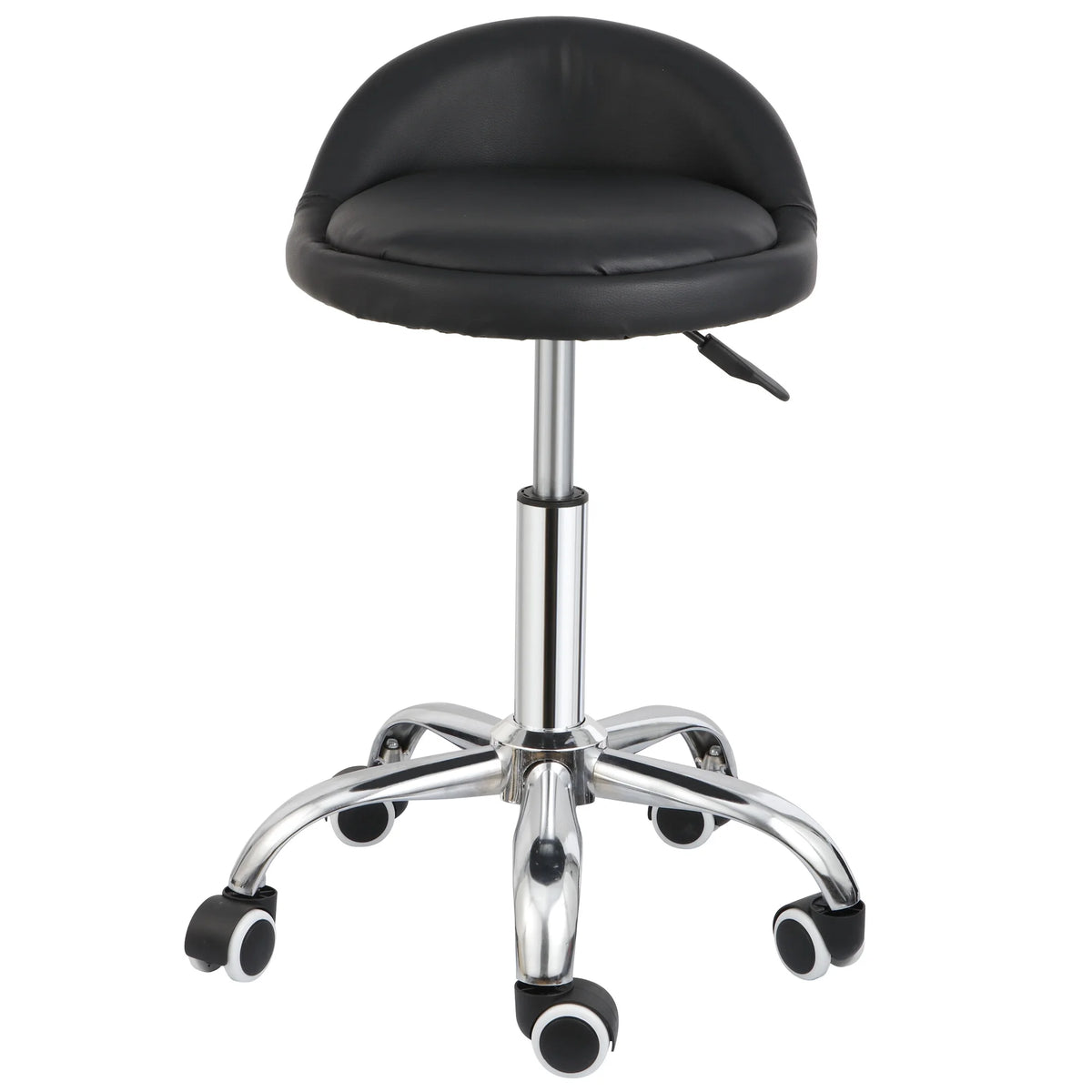 Swivel Rolling Stool on Wheels PU Leather Black O1414