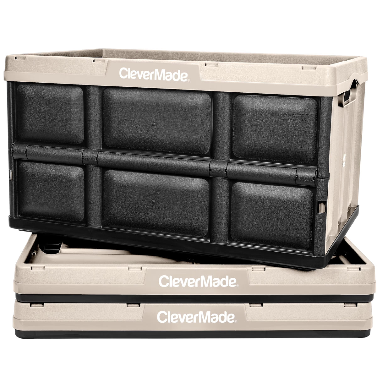 Collapsible Storage Bin, 16 Gal, Tan, 3 Pack L712