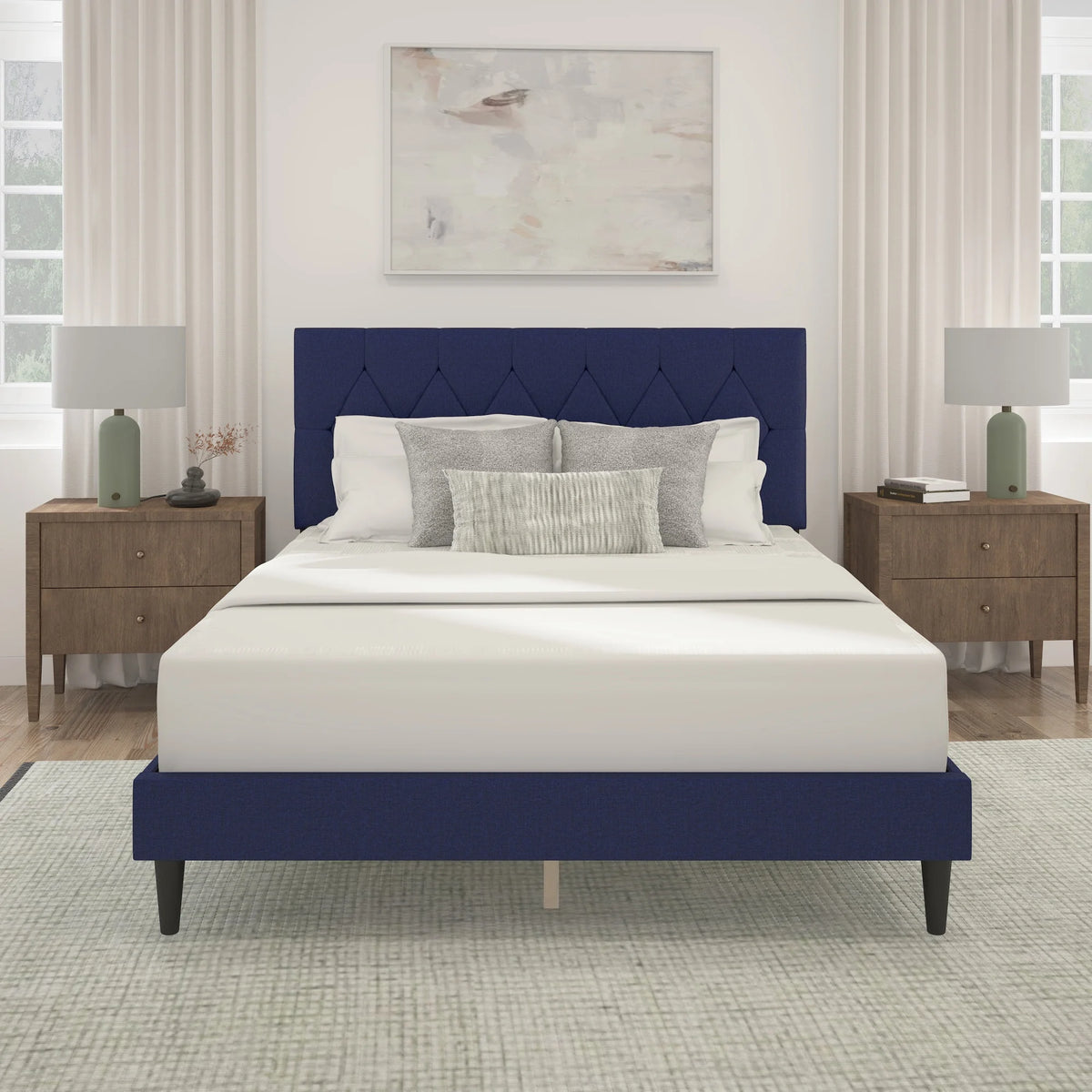 Gray Diamond Tufted Upholstered Queen Platform Bed G80474