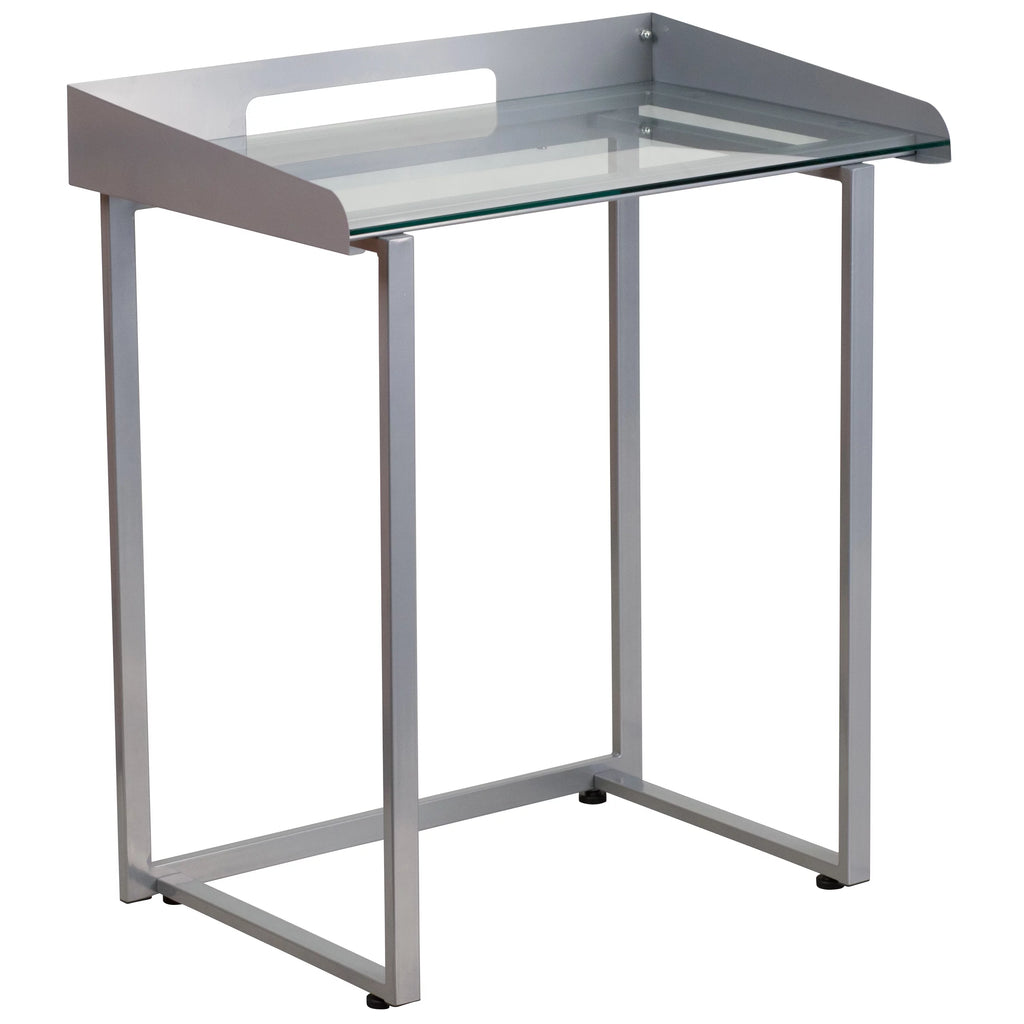Clear Tempered Glass Desk with Silver Metal Frame V99725
