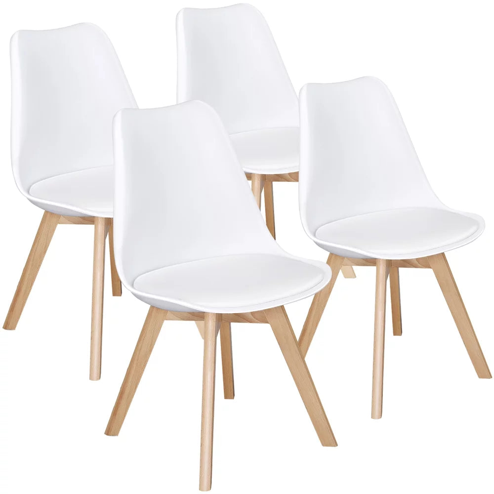 White Upholstered Dining Chairs Set of 4 D365327