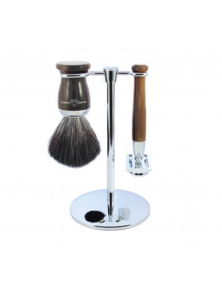 3PC Double Edge Safety Razor Shaving Brush Set with Stand N10308
