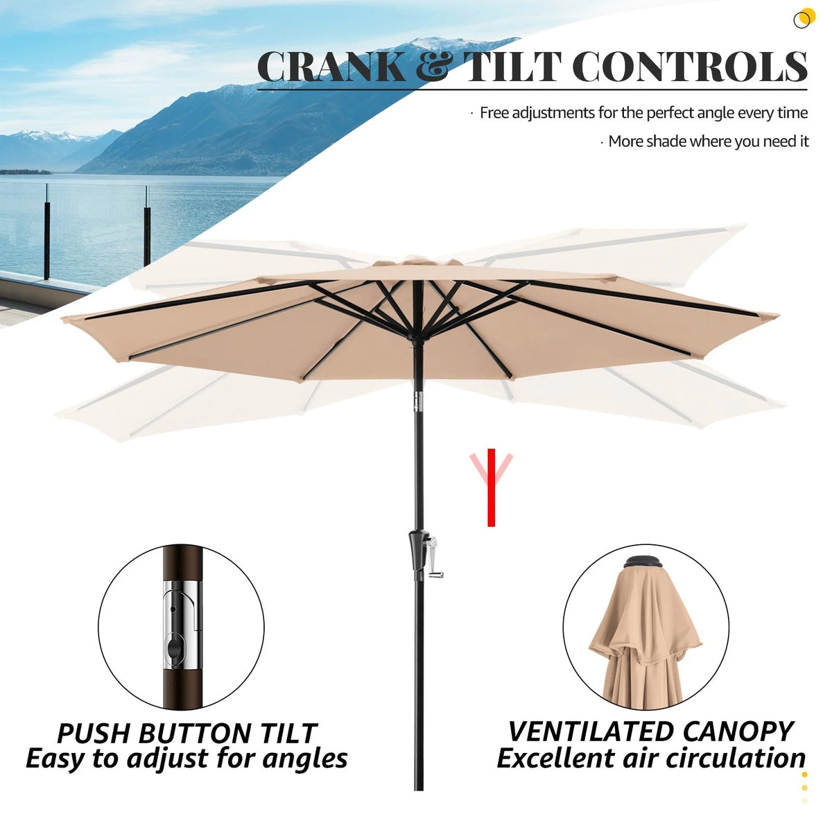 Beige 10 ft Patio Umbrella O906709