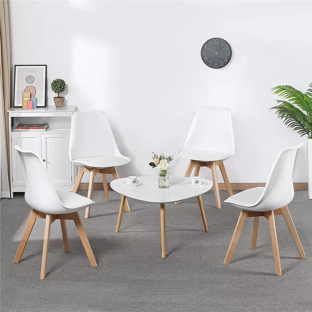 White Upholstered Dining Chairs Set of 4 D365327
