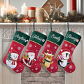 Red Velvet Penguin Christmas Stockings with Green Cuff Y20375