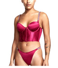 Bejeweled Satin Corset Top with Thong 2 Piece Set 36C Medium L63741